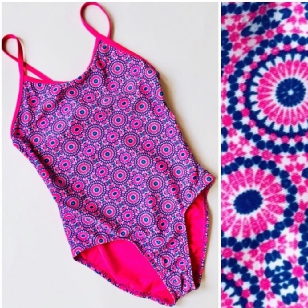 Old Navy One Piece Pink & Blue Girl’s Swim Suit